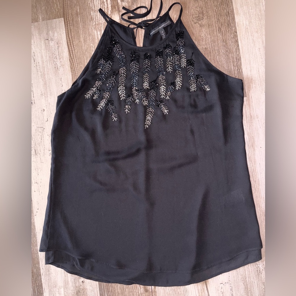 White House Black Market Beaded Sleeveless Top Blouse